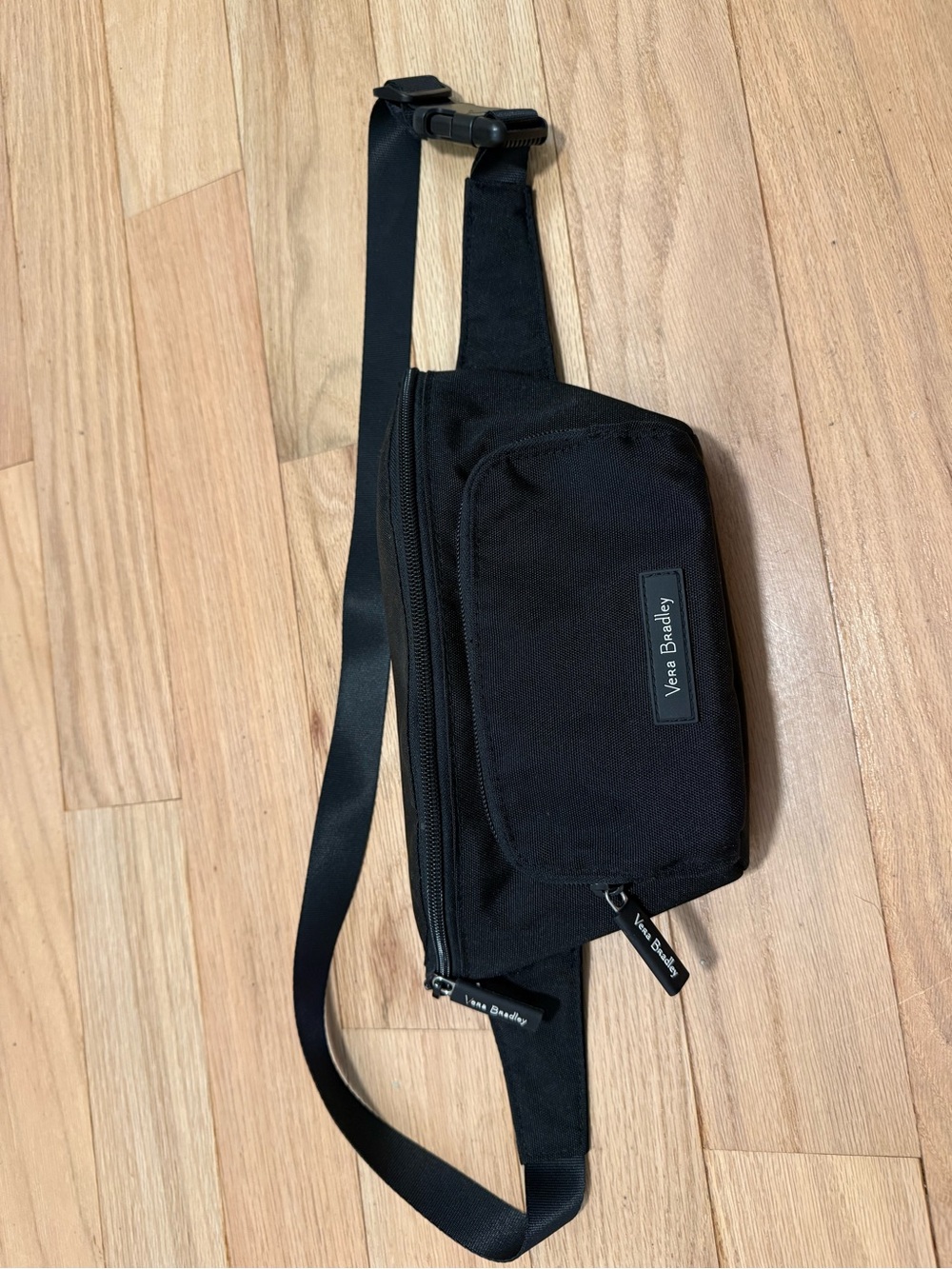 Vera Bradley Black Nylon Belt Bag with Zippered Pockets